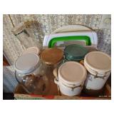Canisters, Collapsible Collander, Folding Cutting Board, & Serving Tray