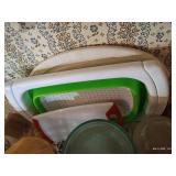 Canisters, Collapsible Collander, Folding Cutting Board, & Serving Tray