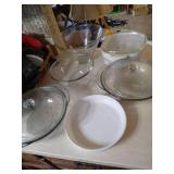 (2) Mixing Bowls, (2) Corningware Dishes, (2) Glass Casserole Dishes
