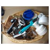 Basket of Graters, Peelers, Corkscrews, Can Openers, Patty Makers, Etc.