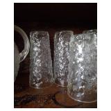 Textured Glass Pitcher with (9) Glasses