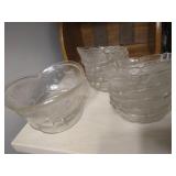 Glass Serving Bowl & (12) Matching Glass Bowls