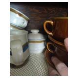 Shelf of Stoneware - Mikasa Blue Hill Plates & Cups & Other Mugs & Bowls