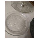 Small, 2-Tiered Snack Tray, Cheese/Butter Cloche, & (8) Salad Plates