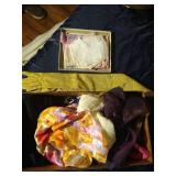Scarves, Long Gold Gloves, & Vintage Handkerchiefs