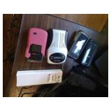 TV With Rolling Table, Shelf, Shoe Racks, & Cell Phones