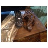 TV With Rolling Table, Shelf, Shoe Racks, & Cell Phones