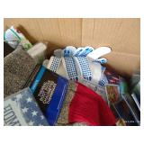 Box of Giveaway Items, Socks, Shirts