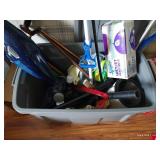 Tote of Cleaning Tools & Canes