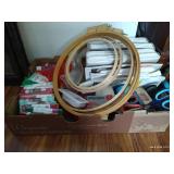Crafting Lot - Embroidery Hoops, Sewing Supplies, Etc.