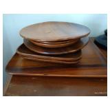 Wooden Basket with Wooden Fruit, Plates, & Trays
