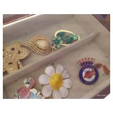 Wooden Jewelry Box & Contents