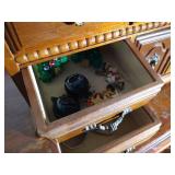 Wooden Jewelry Box & Contents