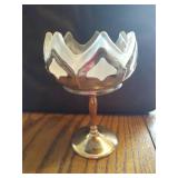 Vintage Glass Deviled Egg Plate & Footed Lotus Dish