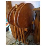 Set of (4) Oval Wooden TV Trays with Stand