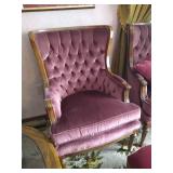 (2) Upholstered Chairs with Throw Pillows, Framed Picture, & Footstool