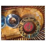 Basket of Misc. Candleholders, Ash Trays, Etc.