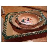 Country Snowman Stoneware Serving Set
