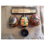 Eastern European Painted Eggs & Spoon