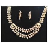 Vintage Rhinestone Costume Jewelry Necklace & Earrings