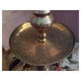 Etched Brass Floor Candle Holders with Wooden Decorative Candles