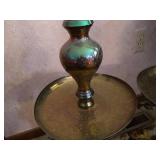 Etched Brass Floor Candle Holders with Wooden Decorative Candles