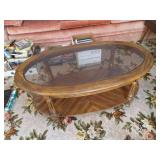 Oval Glass-Topped Coffee Table