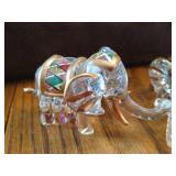 (2) Cute Glass Elephants & Bell