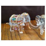 (2) Cute Glass Elephants & Bell