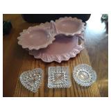 Mauve Serving Pieces & Glass Ashtrays