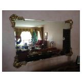 Very Large Gold-Toned Decorative Wall Mirror