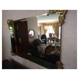 Very Large Gold-Toned Decorative Wall Mirror