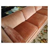 Vintage Salmon-Colored Velour Sofa