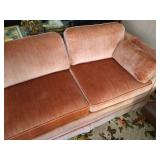 Vintage Salmon-Colored Velour Sofa