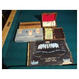 Vintage Game Lot - Cribbage, (2) Dominoes, Auto Bridge, & Play and Defend Bridge