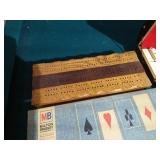 Vintage Game Lot - Cribbage, (2) Dominoes, Auto Bridge, & Play and Defend Bridge
