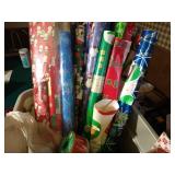 Large Tote of Holiday Wrapping Supplies
