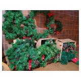 (4) Boxes of Nice Evergreen Garland with Cones, Berries, Bows, Etc.