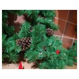 (4) Boxes of Nice Evergreen Garland with Cones, Berries, Bows, Etc.