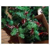 (4) Boxes of Nice Evergreen Garland with Cones, Berries, Bows, Etc.
