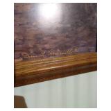 38" x 26" Nature Scene by Diane L. Ramanello & (2) Brass & Wood Swans