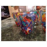 (4) Colorful Confetti Glasses - Heavy