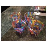 (4) Colorful Confetti Glasses - Heavy