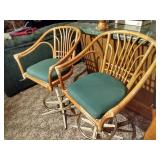 Bamboo Bar Stools (28" Seats) with Wooden Lamp