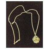 14K Gold Rope Chain Necklace with Pendant - 5.7 Grams