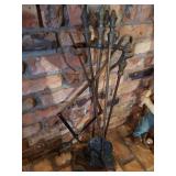 Fireplace Poker & Log Holder Set