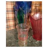Colored Vases, Crystal Decanter, Etc.