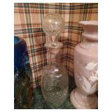Colored Vases, Crystal Decanter, Etc.