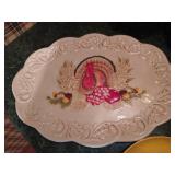 Vintage Turkey Platter & (4) Vintage Snack Plates
