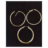 (3) 14K Gold Hoop Earrings - 3.2 Grams